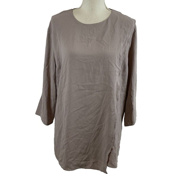 MM LaFleur Blouse XL Lavender-Gray 3/4 Sleeve Drape Detail - Picture 1 of 12